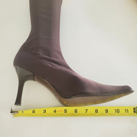 Martinez Valero Women's Dark Brown Stretch Pull On Boots Back Leather Trim 9.5 - Picture 10 of 16